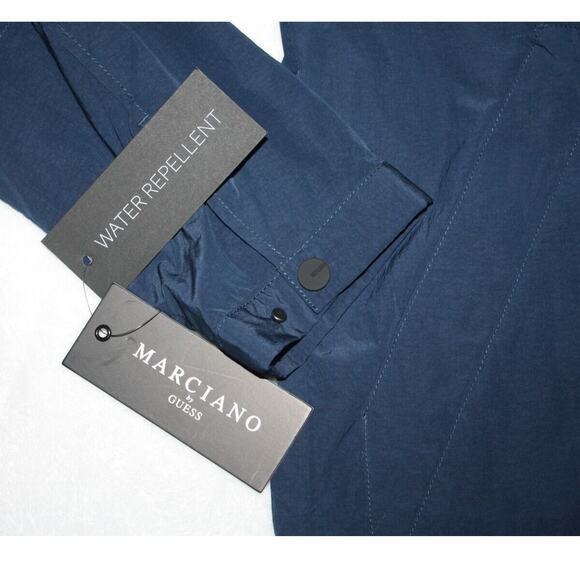 Marciano By Guess Men's Large Tech Full-Zip Jacket Water Repellent Silk Blue - Picture 7 of 12